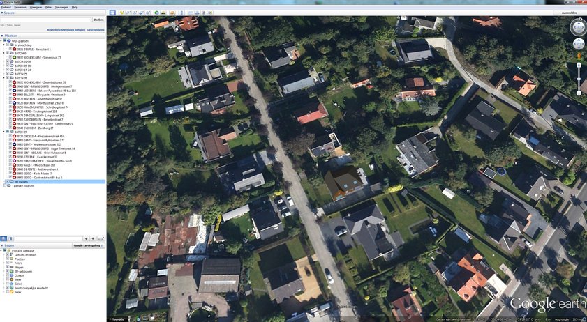 Voorbeel 3D-tekening ingepland in Google Earth